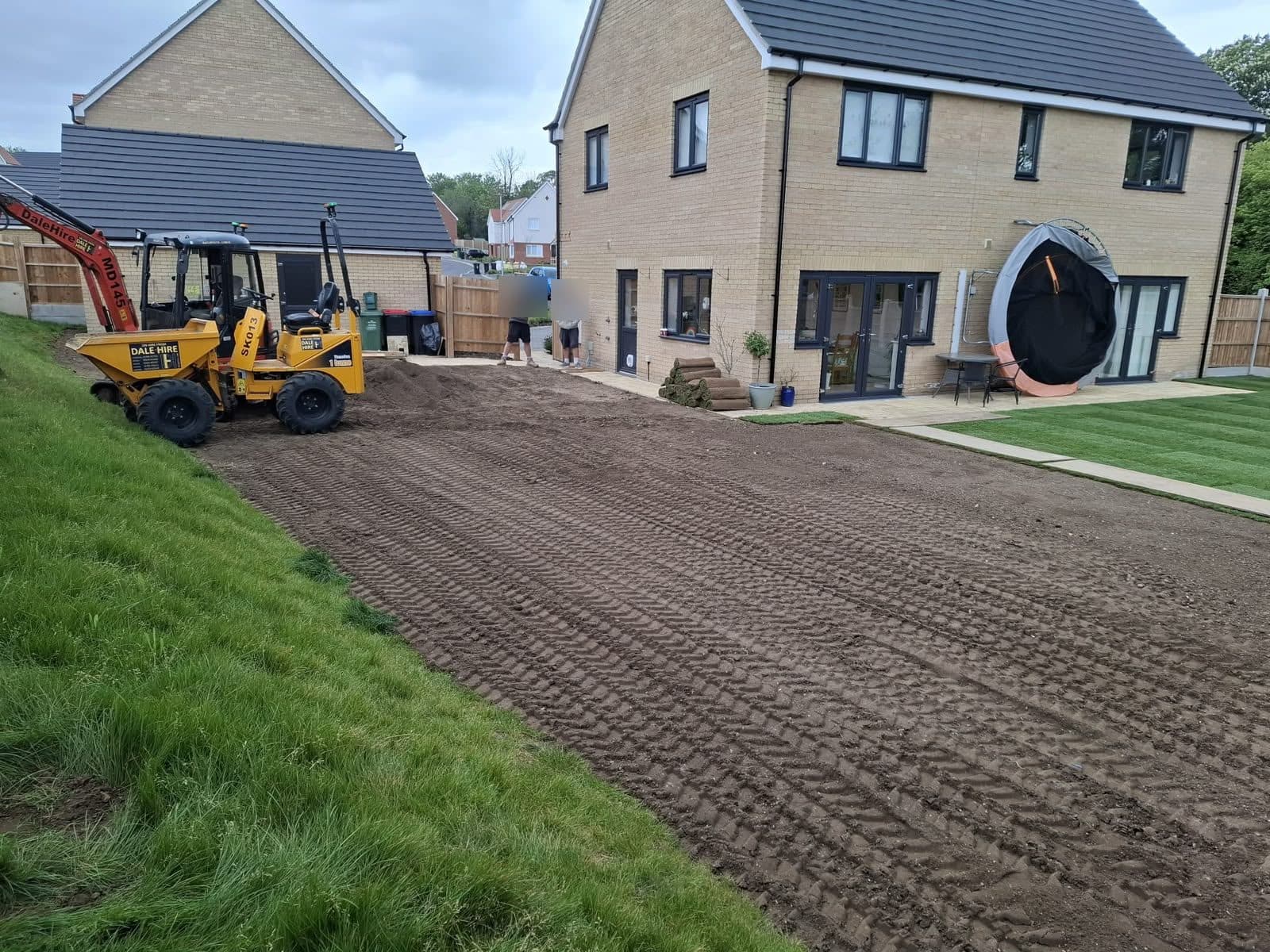 Large garden levelled and prepared for new turf